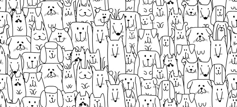 Funny dogs family, seamless pattern for your design