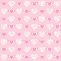 Love pattern with flying hearts, simple vector for your design