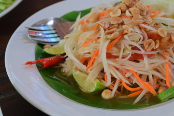 Thai food, spicy papaya salad
