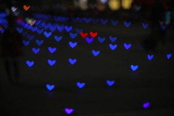 blue colorful bokeh and blur line heart shape love valentine day