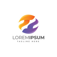 Abstract Letter T Circle logo template