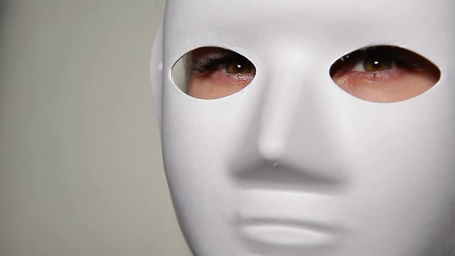 mask female eyes white background hd footage