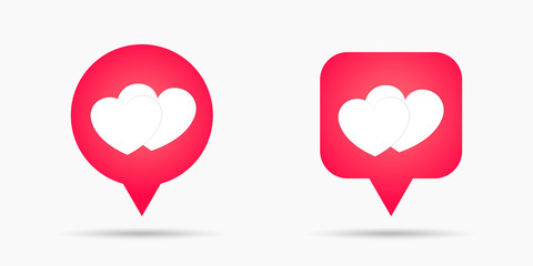 Notification heart icon set. Social network app icon. Vector illustration