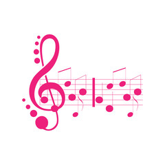 Fototapeta premium Music notes waving, music background, vector illustration icon