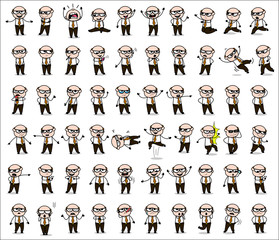 Old Boss Poses - Set of Concepts Vector illustrations