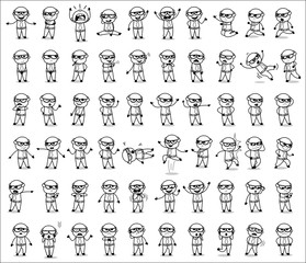 Drawing of Old Boss Poses - Set of Concepts Vector illustrations