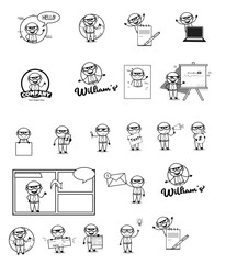 Retro Comic Old Boss Characters - Set of Concepts Vector illustrations