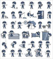 Collection of Vintage Policeman Cop Character - Set of Concepts Vector illustrations