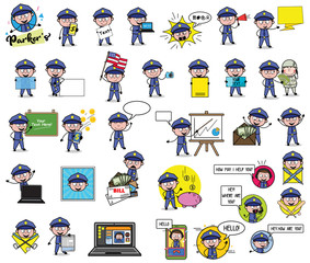Fototapeta premium Policeman Cop with Many Concepts - Set of Various Vector illustrations