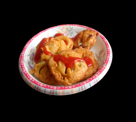 Asian snacks pakora Pakistani and Indian food gram flour patato snack
