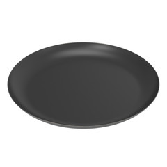 Empty Blackl Dish Isolated on White Background. Realistic 3D Render.