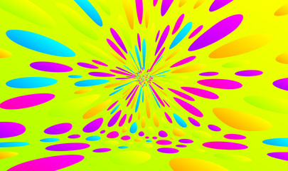 Obraz premium Abstract background with color circles. Chaotic particles in empty space. Dynamic vector illustartion.