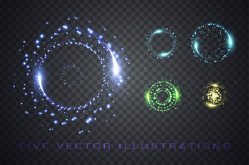 Glittering star dust lights circles