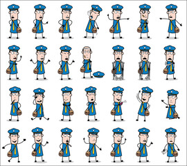 Various Comic Postman Poses - Collection of Concepts Vector illustrations