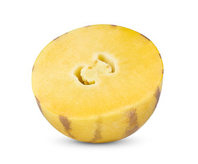 half pepino melons on a white