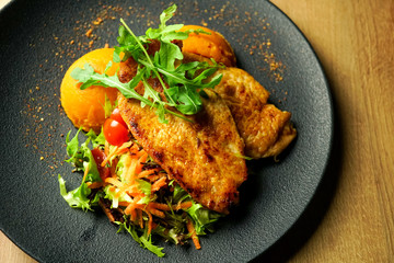 Chicken dish on a restaurant table