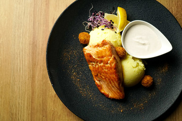 Chicken dish on a restaurant table