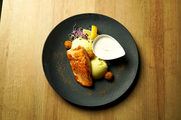 Chicken dish on a restaurant table