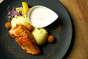 Chicken dish on a restaurant table