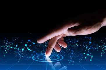 mano, dito, tablet, informatica