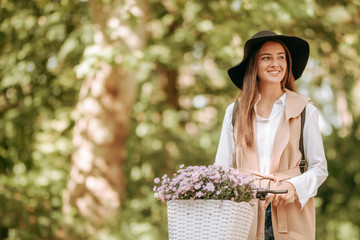 Young woman in park during spring