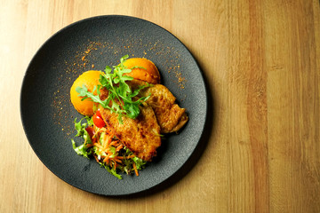Chicken dish on a restaurant table