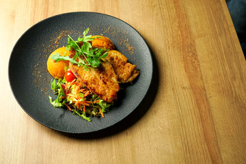 Chicken dish on a restaurant table