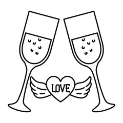 silhouette of cup of glass on white background