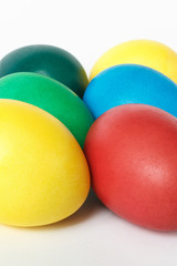 Colored easter eggs on a white background. Isolate. White background.