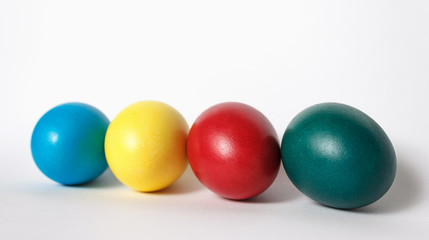 Colored easter eggs on a white background. Isolate. White background.