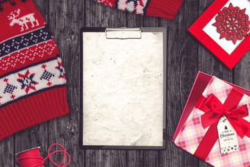 Fototapeta premium Christmas elements top view