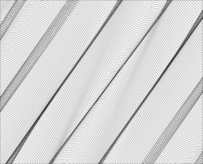 Fototapeta na wymiar Abstract 3d background with optical illusion wave. Black and white horizontal lines with wavy distortion effect for prints, web pages, template, posters, monochrome backgrounds and pattern