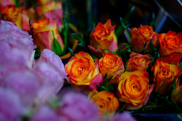 flower bouquet ready for sale in street market