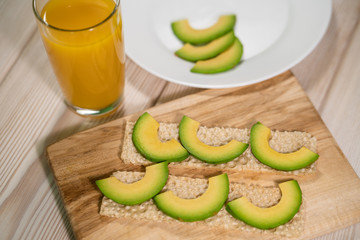 Sliced avocado bread loaf (avocado pound cake, bread made of avocado).