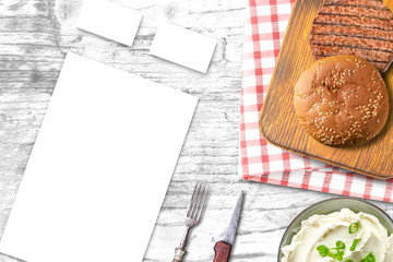 Burger and fries mockup