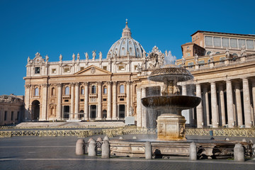 Rome st. Peter s basilica and colonnade with the fountain by Carlo Maderno 1612
