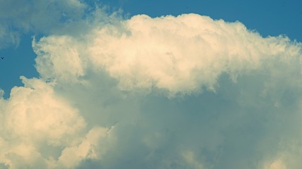 Cumulus clouds in bright blue sky, natural photo background, Blue sky and clouds at the sunset abstract background 
