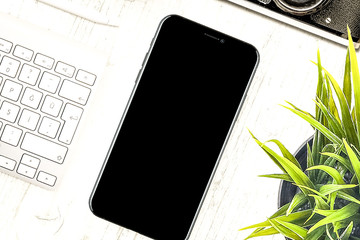 iPhone X on desk top view