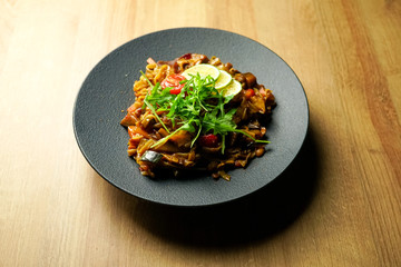Main course in a restaurant