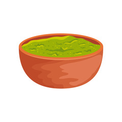 bowl with delicious guacamole isolated icon