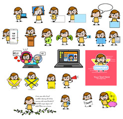 Cartoon Teen Girl Collection - Set of Concepts Vector illustrations