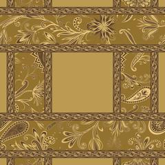 Abstract vintage pattern with decorative flowers, leaves and Paisley pattern in Oriental style.
