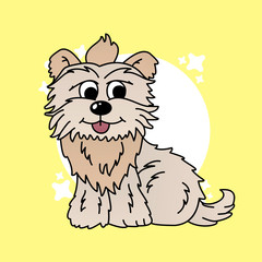 Illustration of Dog Cartoon, Cute Funny Character, Flat Design