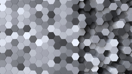 Fototapety  Grayscale background with hexagon pattern - 3D Rendering