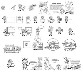 Funny Cartoon Vendor Character - Collection of Comic Vector illustrations