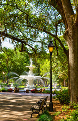 Bench and Lamppost in Forsyth Park