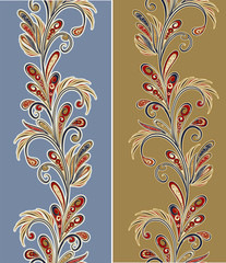 Seamless vintage borders. Traditional East style, ornamental floral elements. - 315648340