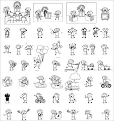 Comic Thief - Set of Black and White Concepts Vector illustrations