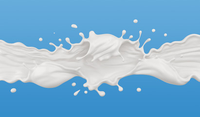 Milk splash isolated on background, liquid or Yogurt splash, Include clipping path. 3d illustration.