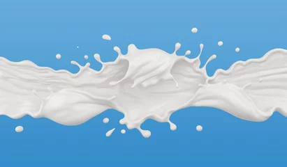Rolgordijnen Milk splash isolated on background, liquid or Yogurt splash, Include clipping path. 3d illustration. © Anusorn